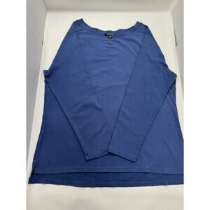 Lauren Ralph Lauren Blue Long Sleeve Raglan Tee with Side Slits Size 2X